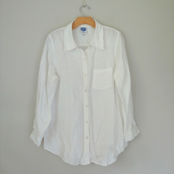 Diane Gilman Linen Button Down Shirt White Size Large - Picture 3 of 12
